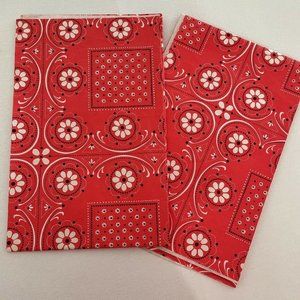 VINTAGE Bandana GIFT WRAP ~ RED Black & WHITE ~ 2 SHEETS 24x28” Each. Very Cool!